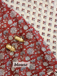Mul Mul Cotton  - Cream with Red