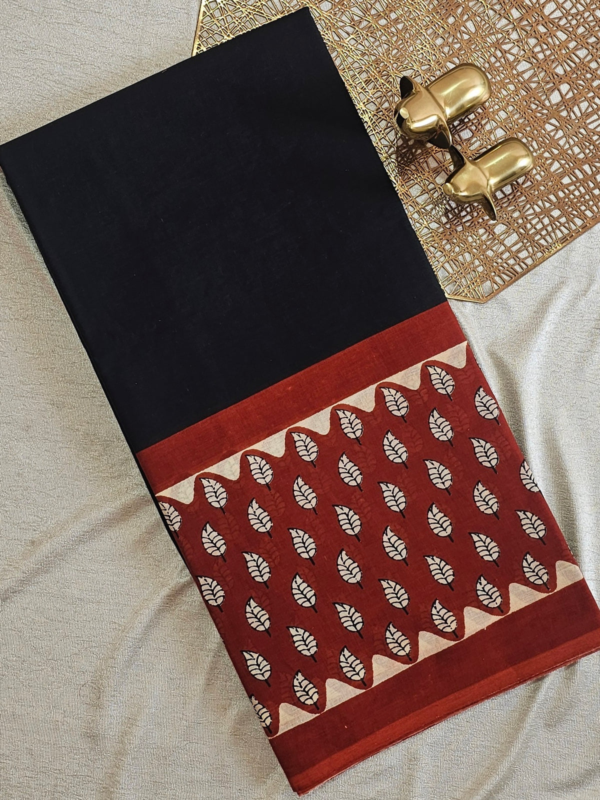 Mul Mul Cotton  -  Black with Red