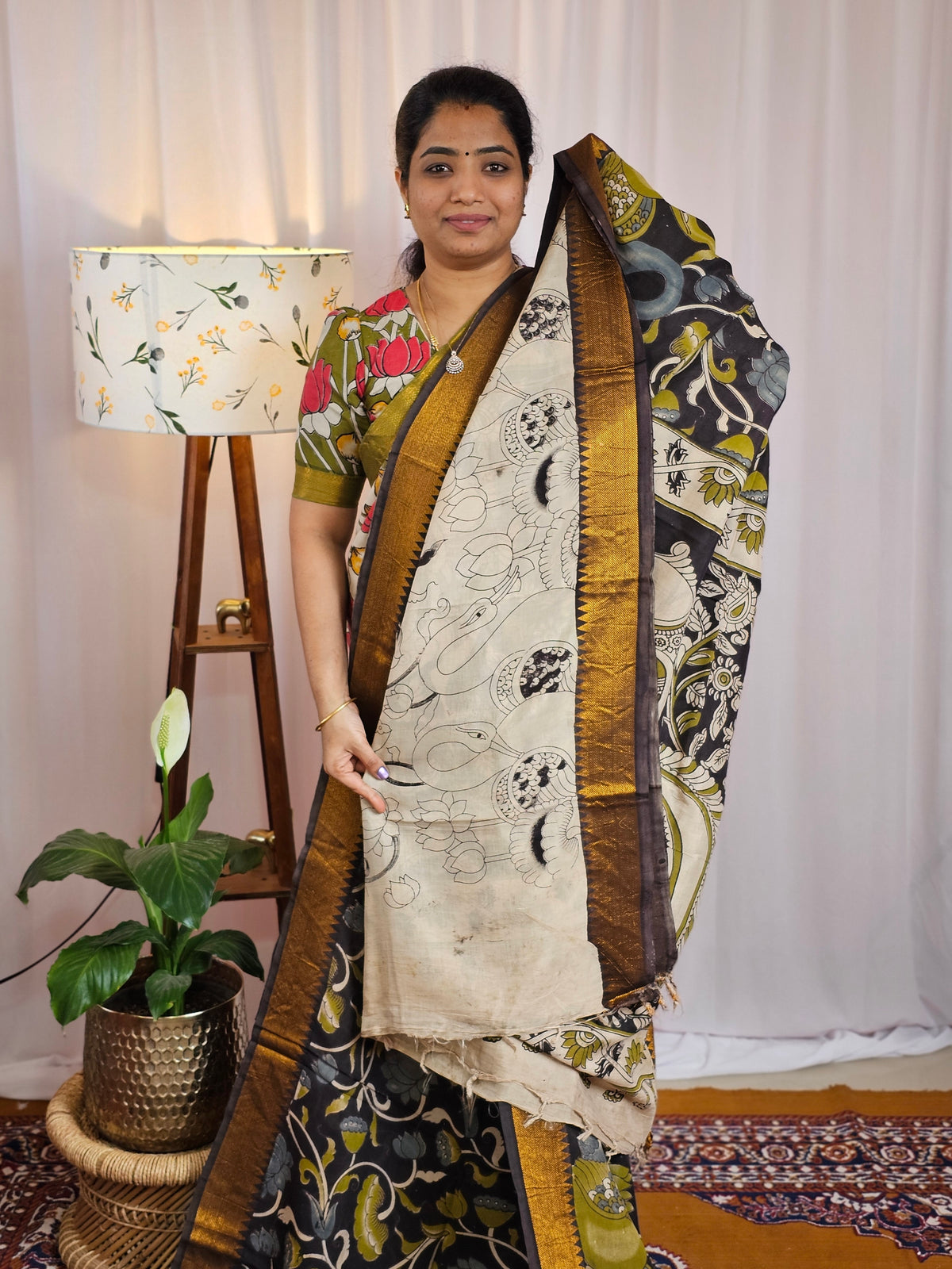 Chennuri Silk - Green With Black