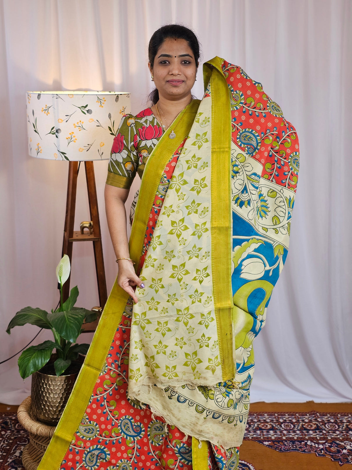 Chennuri Silk - Red With Green