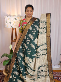 Chennuri Silk - Dark Green with Black