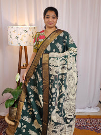 Chennuri Silk - Dark Green with Black