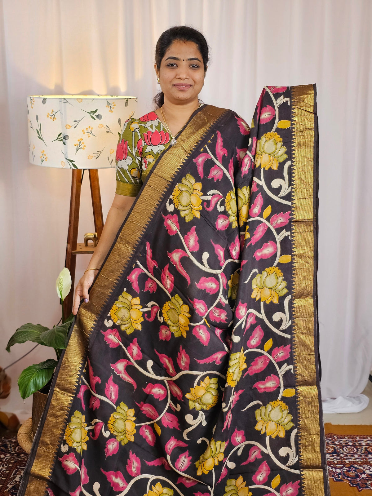 Chennuri Silk - Pink With Black