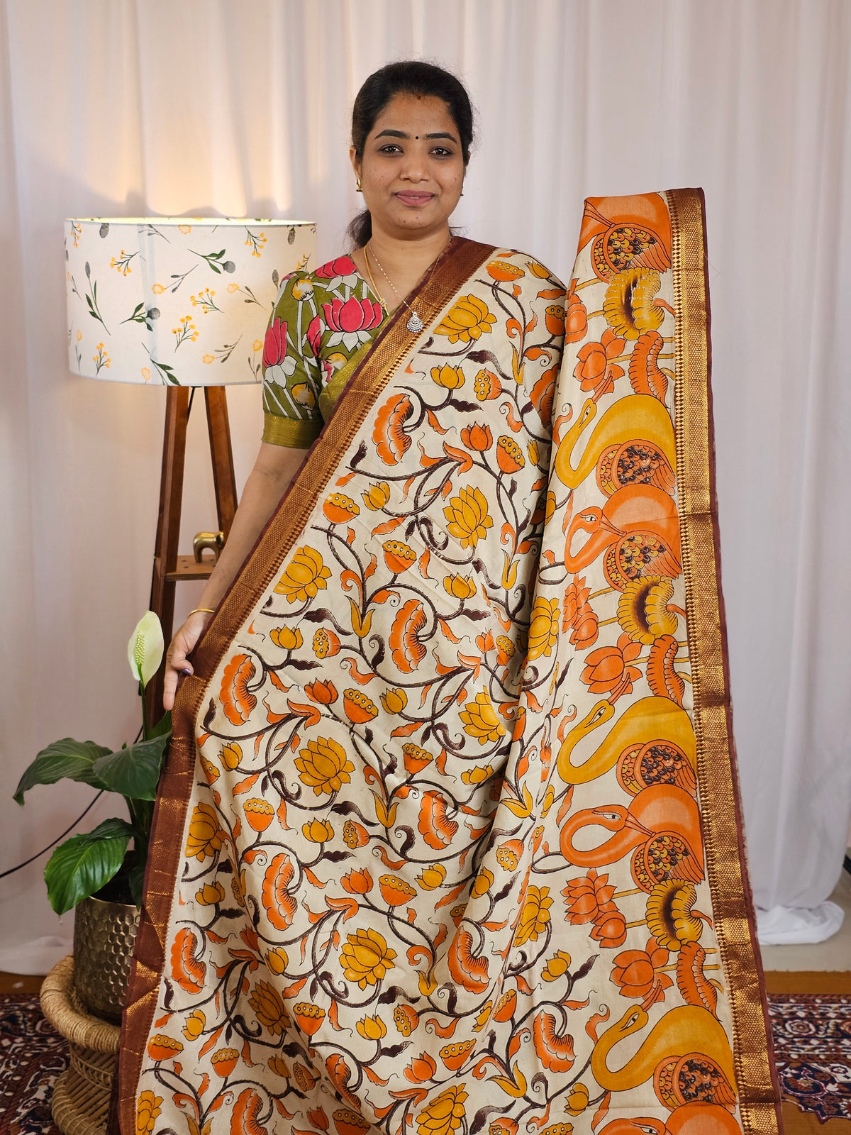 Chennuri Silk - Cream with Orange