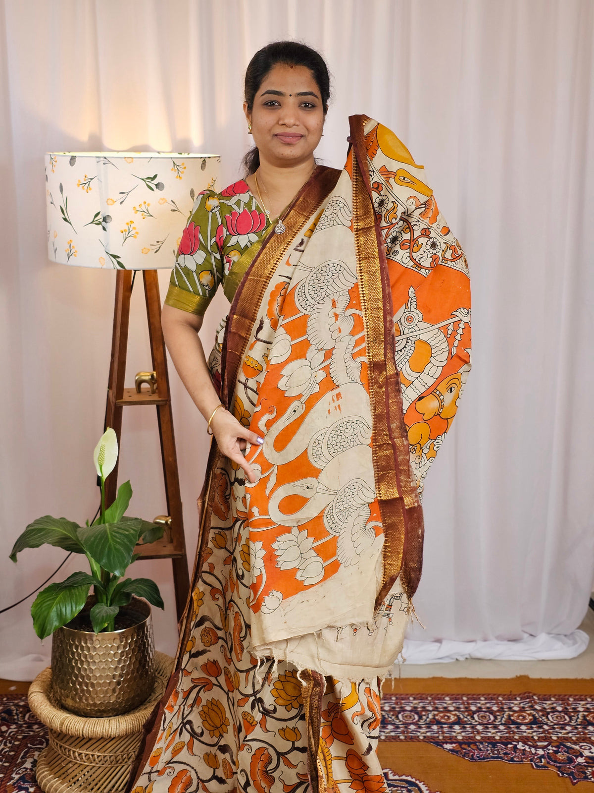Chennuri Silk - Cream with Orange