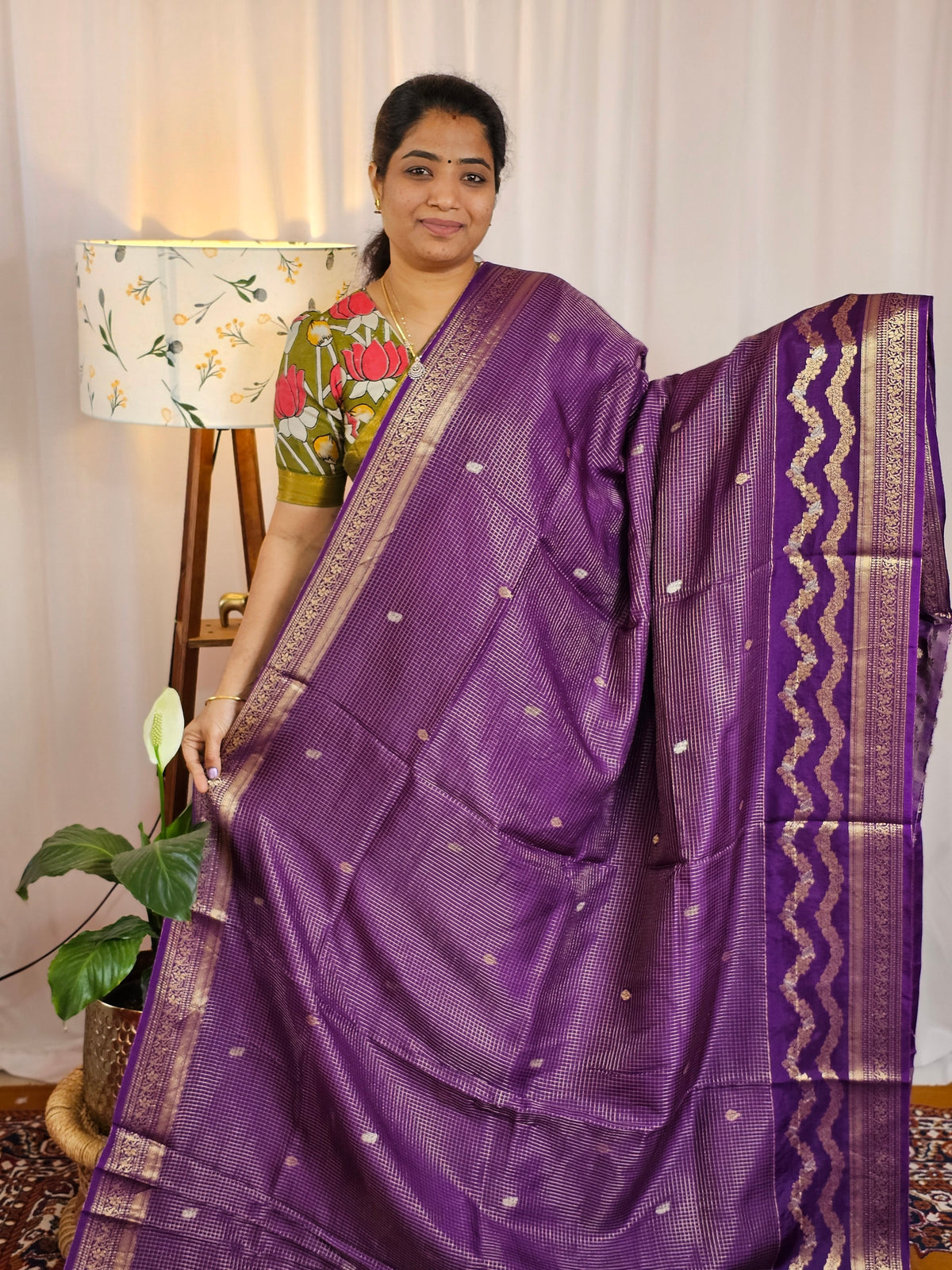 Semi Mysore Crepe Silk Saree - Purple