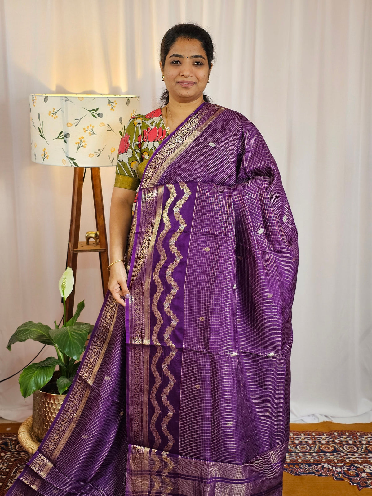 Semi Mysore Crepe Silk Saree - Purple