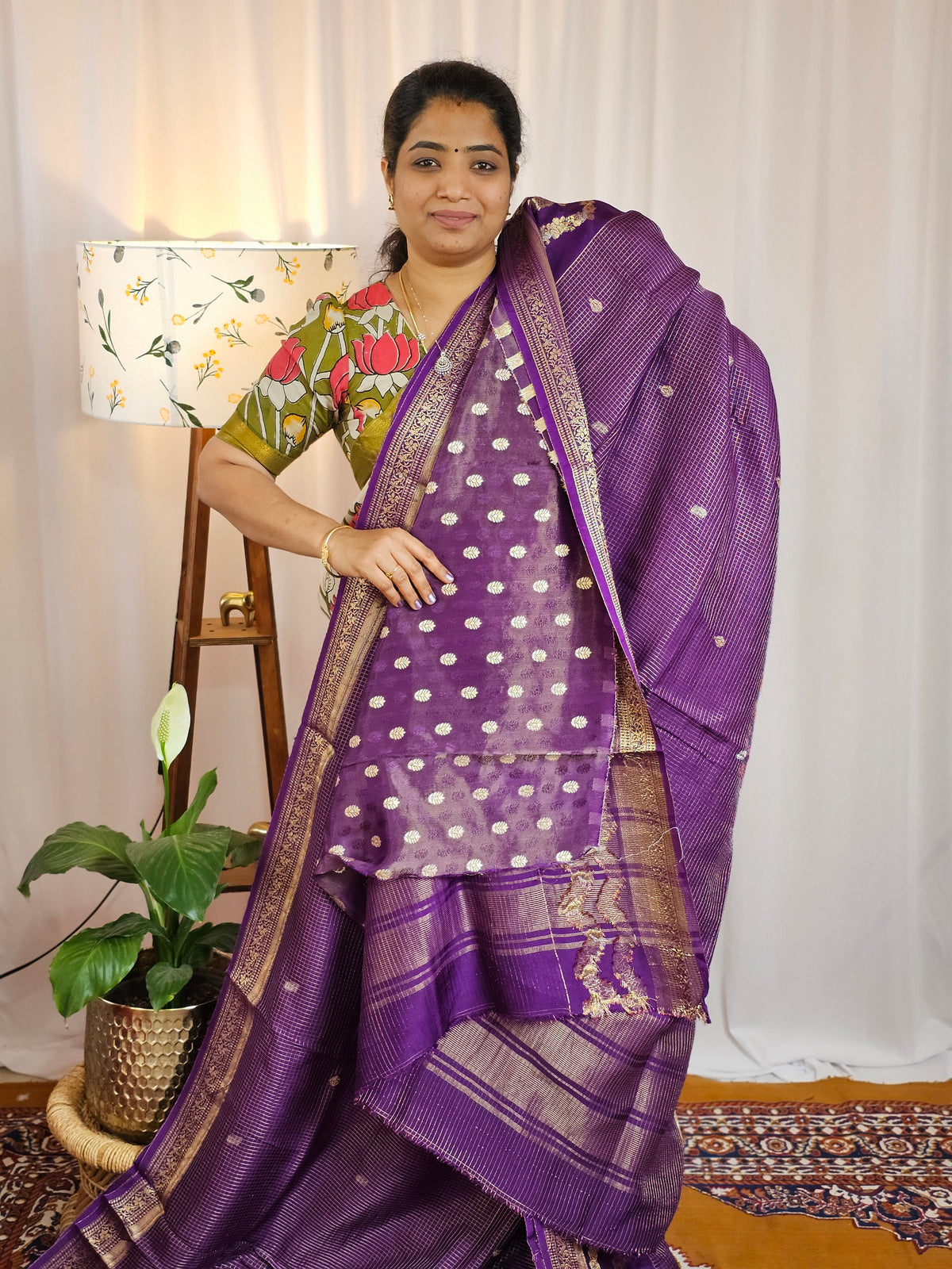 Semi Mysore Crepe Silk Saree - Purple