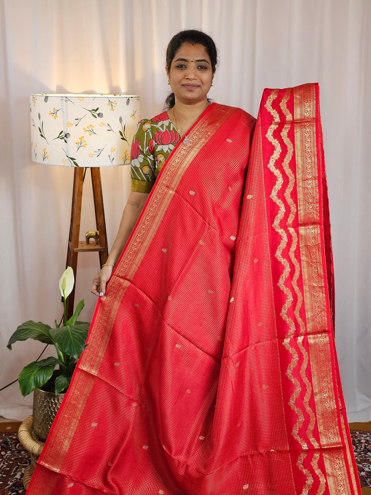 Semi Mysore Crepe Silk Saree - Red