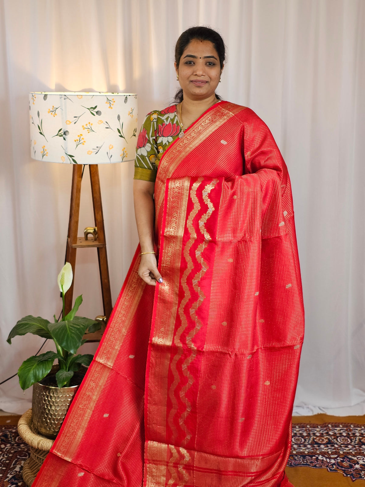 Semi Mysore Crepe Silk Saree - Red