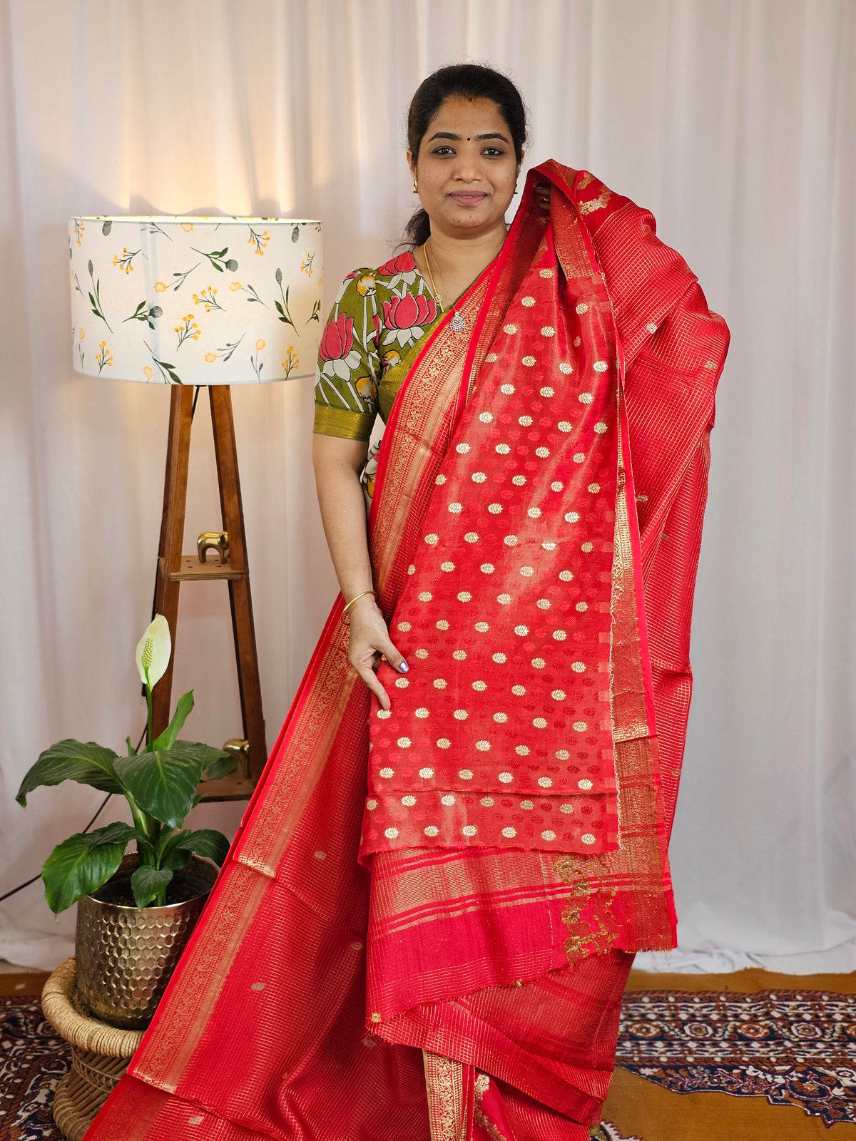 Semi Mysore Crepe Silk Saree - Red