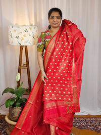 Semi Mysore Crepe Silk Saree - Red