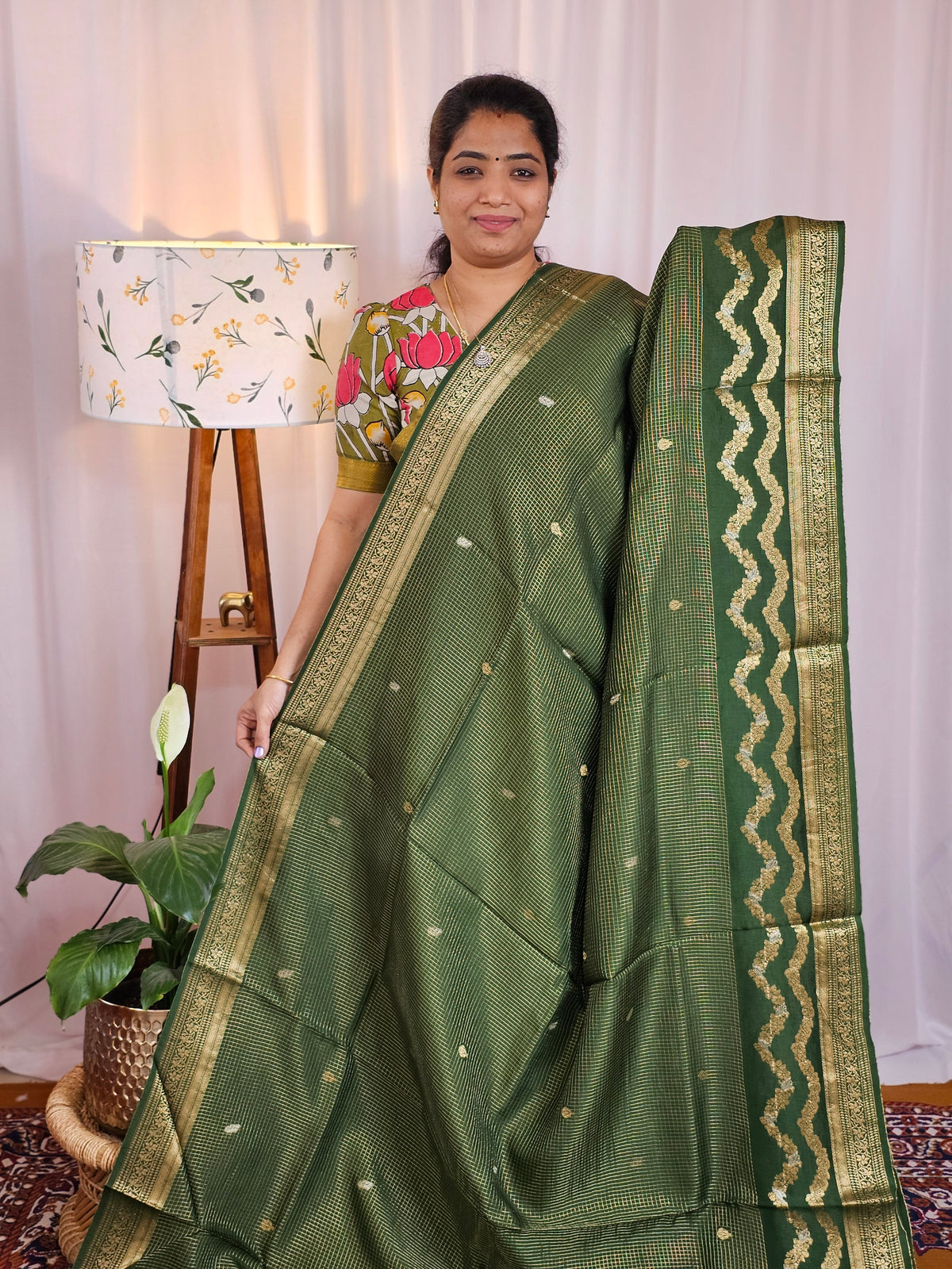 Semi Mysore Crepe Silk Saree - Green
