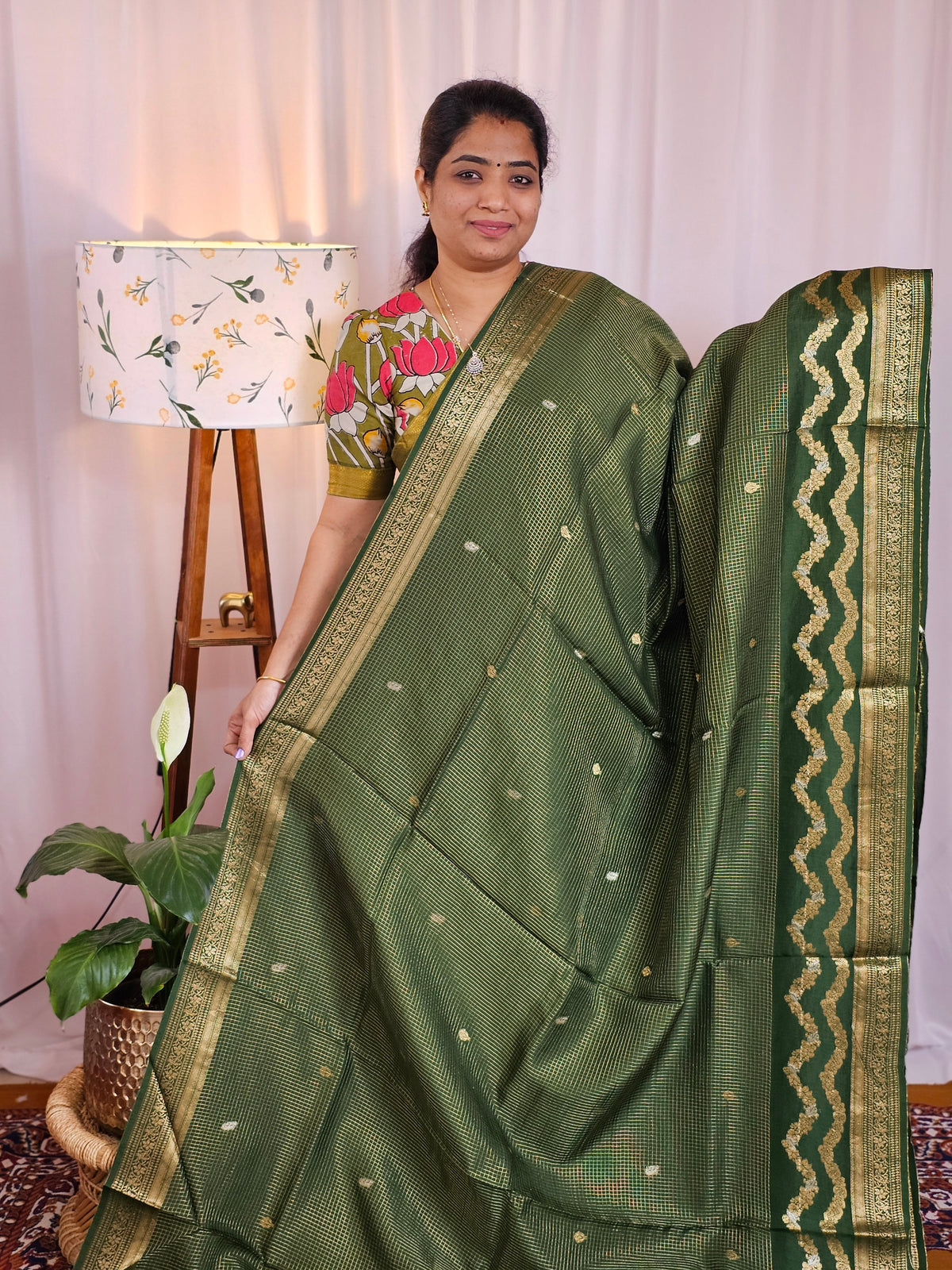 Semi Mysore Crepe Silk Saree - Green