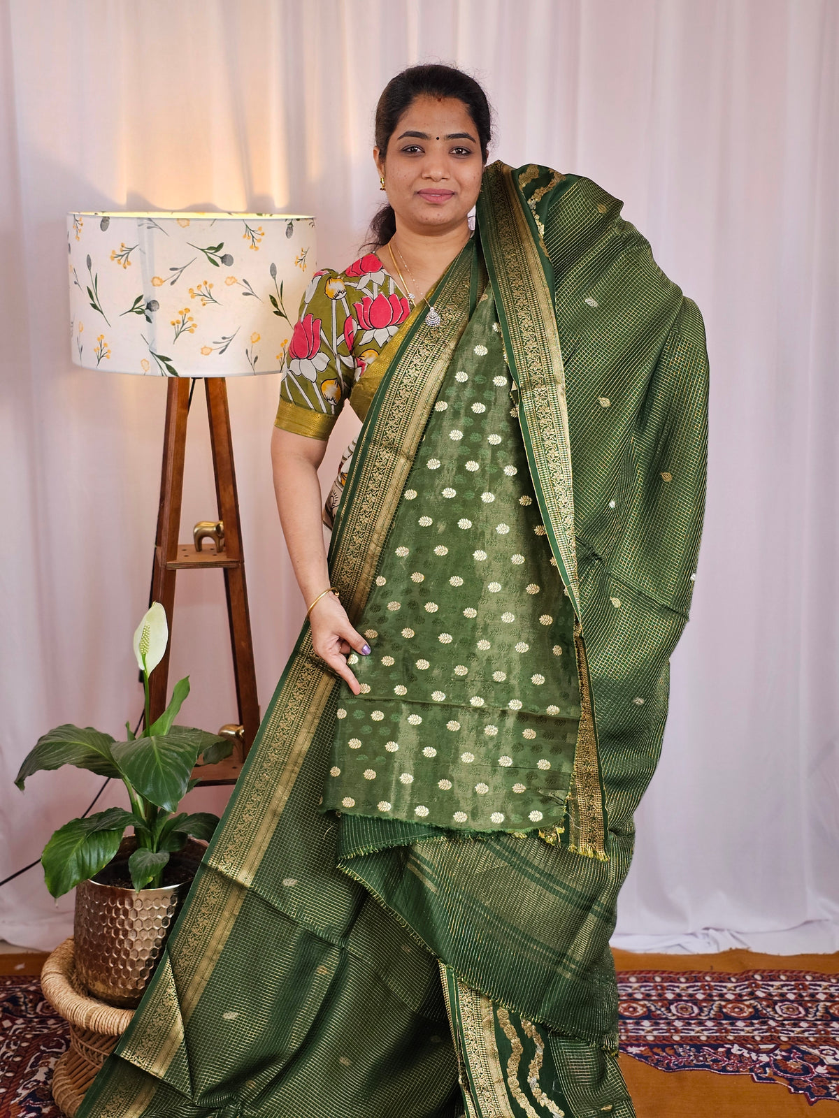 Semi Mysore Crepe Silk Saree - Green