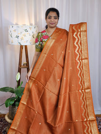 Semi Mysore Crepe Silk Saree - Rust Orange