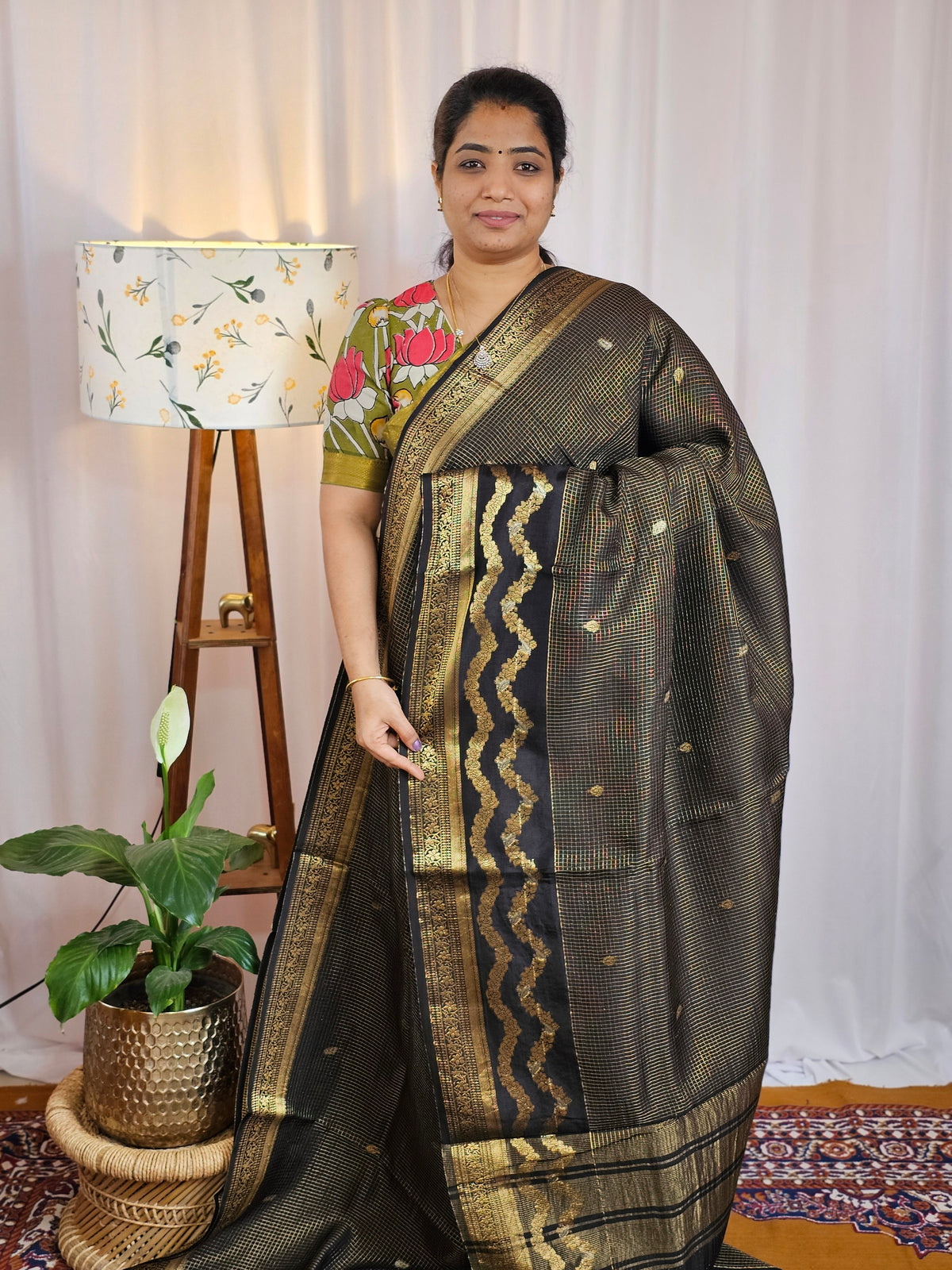 Semi Mysore Crepe Silk Saree - Black