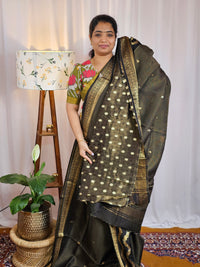 Semi Mysore Crepe Silk Saree - Black