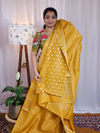 Semi Mysore Crepe Silk Saree - Mango Yellow