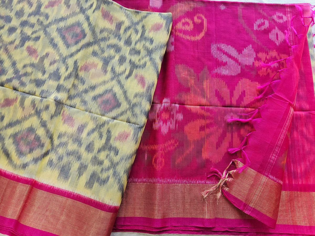 Sandal with Pink Pochampally Ikkat Silk Cotton (SICO Pattu)