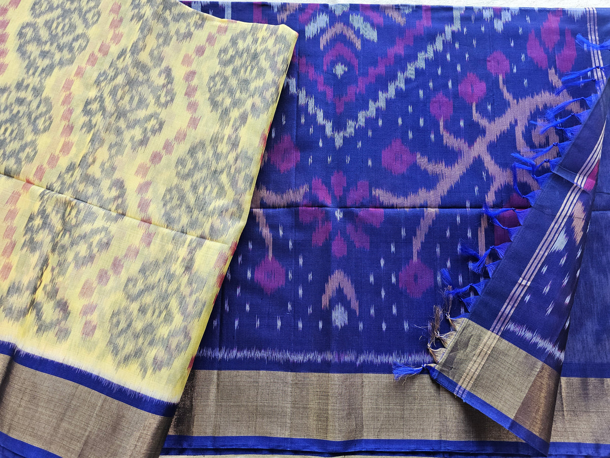 Sandal with Blue Pochampally Ikkat Silk Cotton (SICO Pattu)