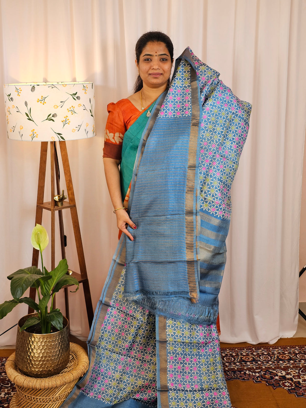 Pure Desi Tussar Silk  - Bluish Grey