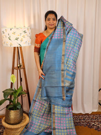 Pure Desi Tussar Silk  - Bluish Grey
