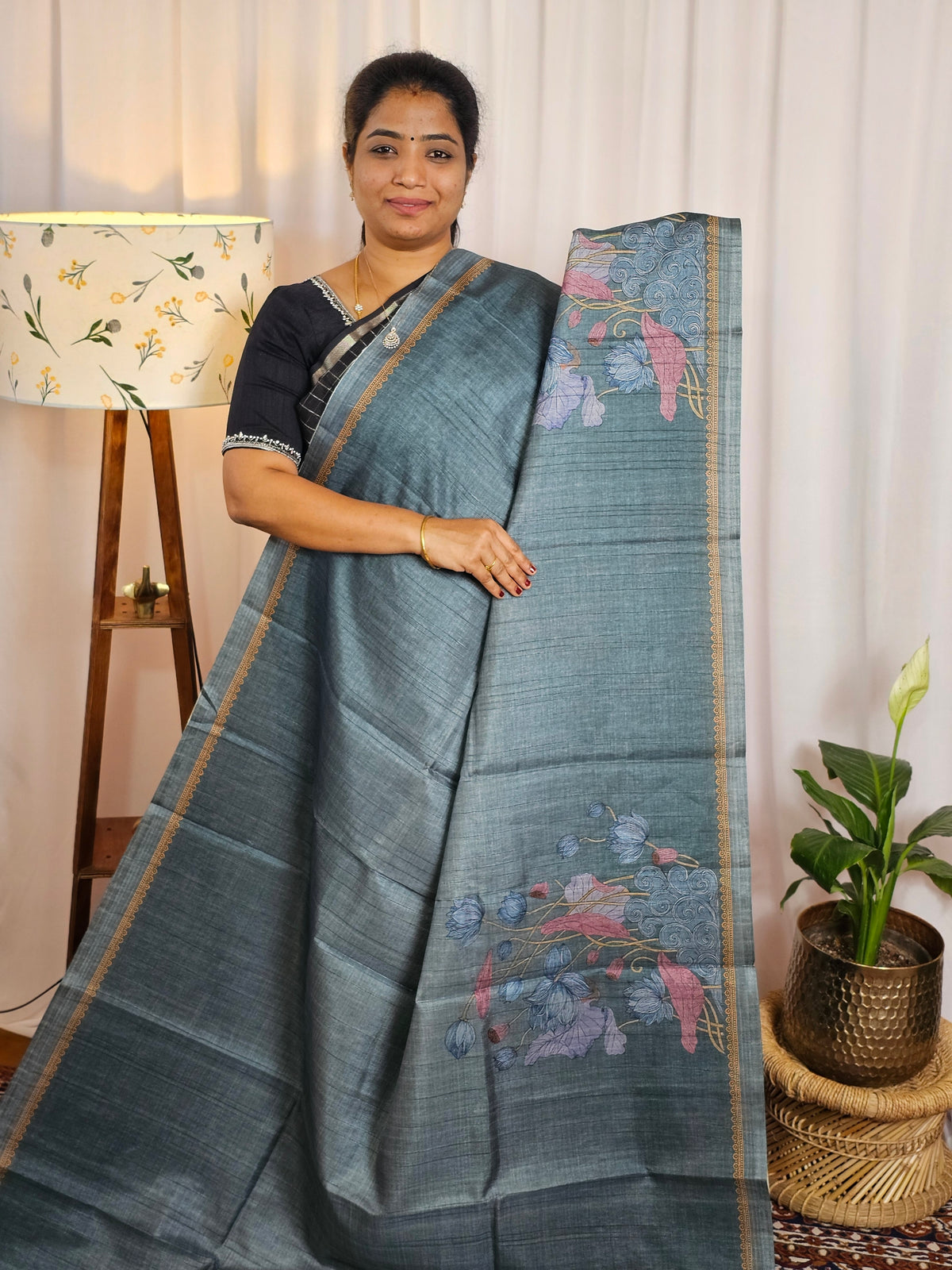 Casual Semi Tussar Digital Prints - Blue