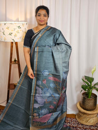 Casual Semi Tussar Digital Prints - Blue
