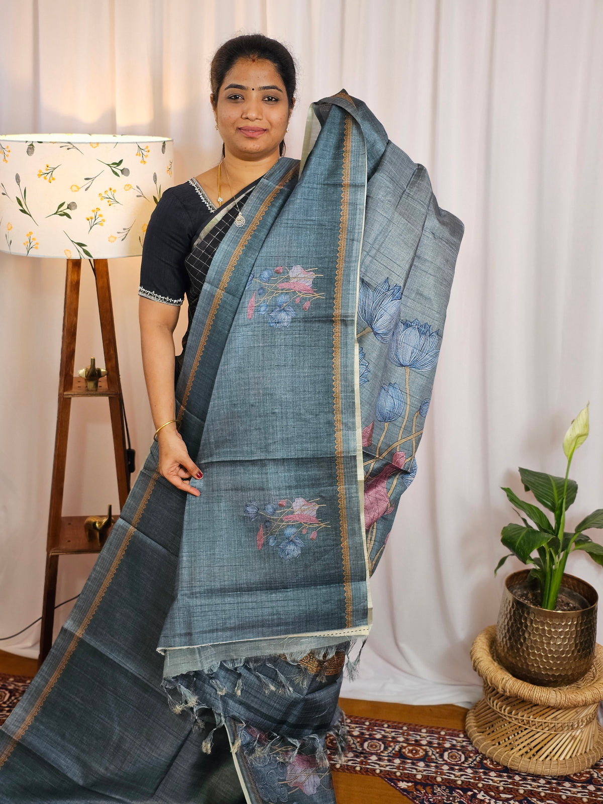 Casual Semi Tussar Digital Prints - Blue