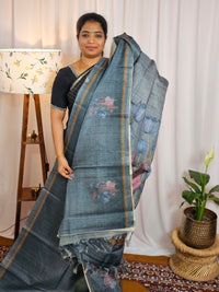 Casual Semi Tussar Digital Prints - Blue