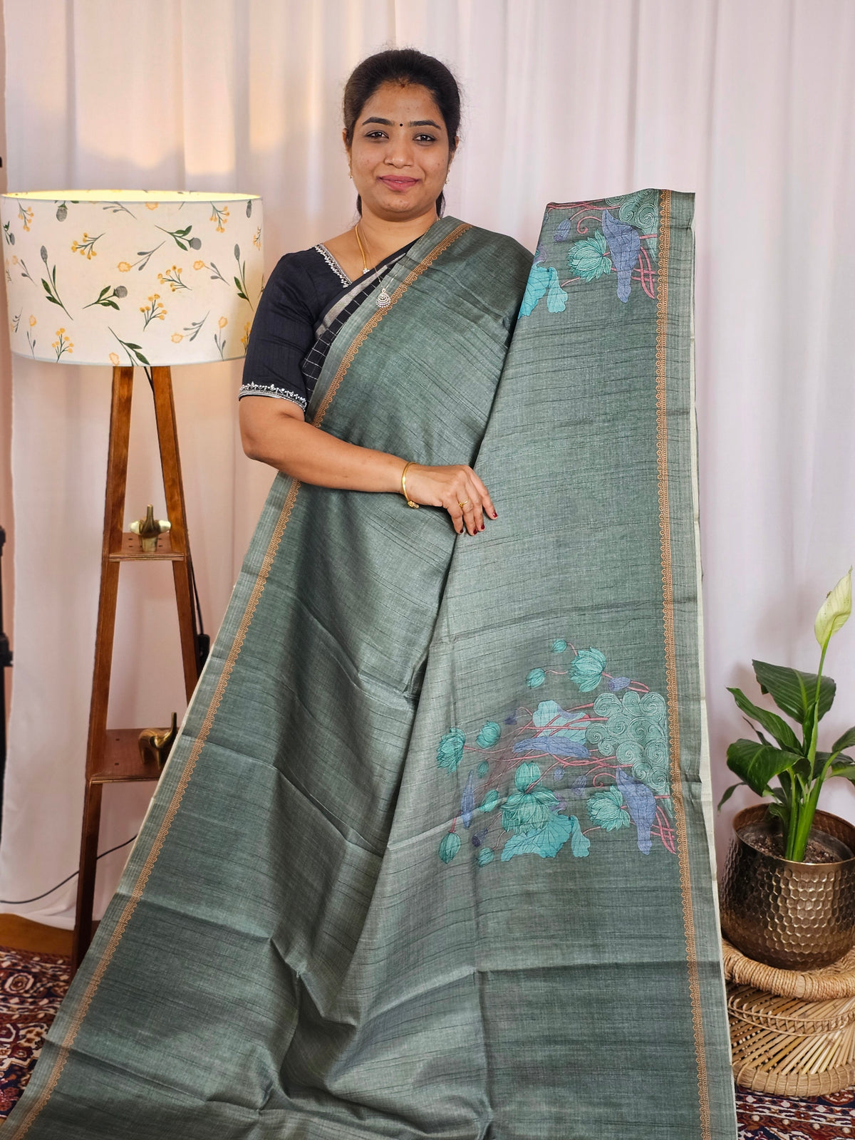 Casual Semi Tussar Digital Prints - Green