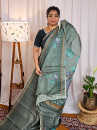 Casual Semi Tussar Digital Prints - Green