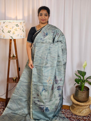 Casual Semi Tussar Digital Prints - Blue