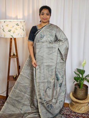 Casual Semi Tussar Digital Prints - Grey