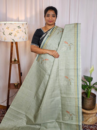 Casual Semi Tussar Digital Prints - Green with Blue