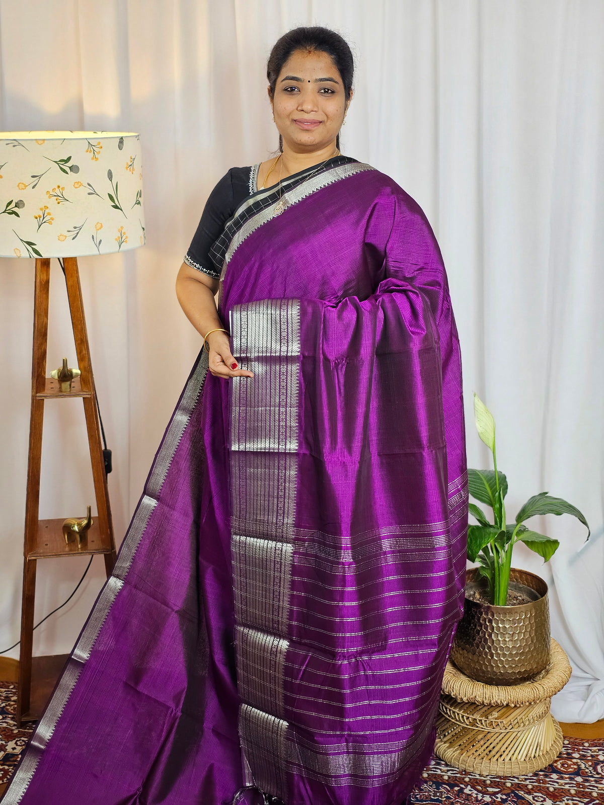 Handwoven Mangalagiri Pattu Saree - Purple