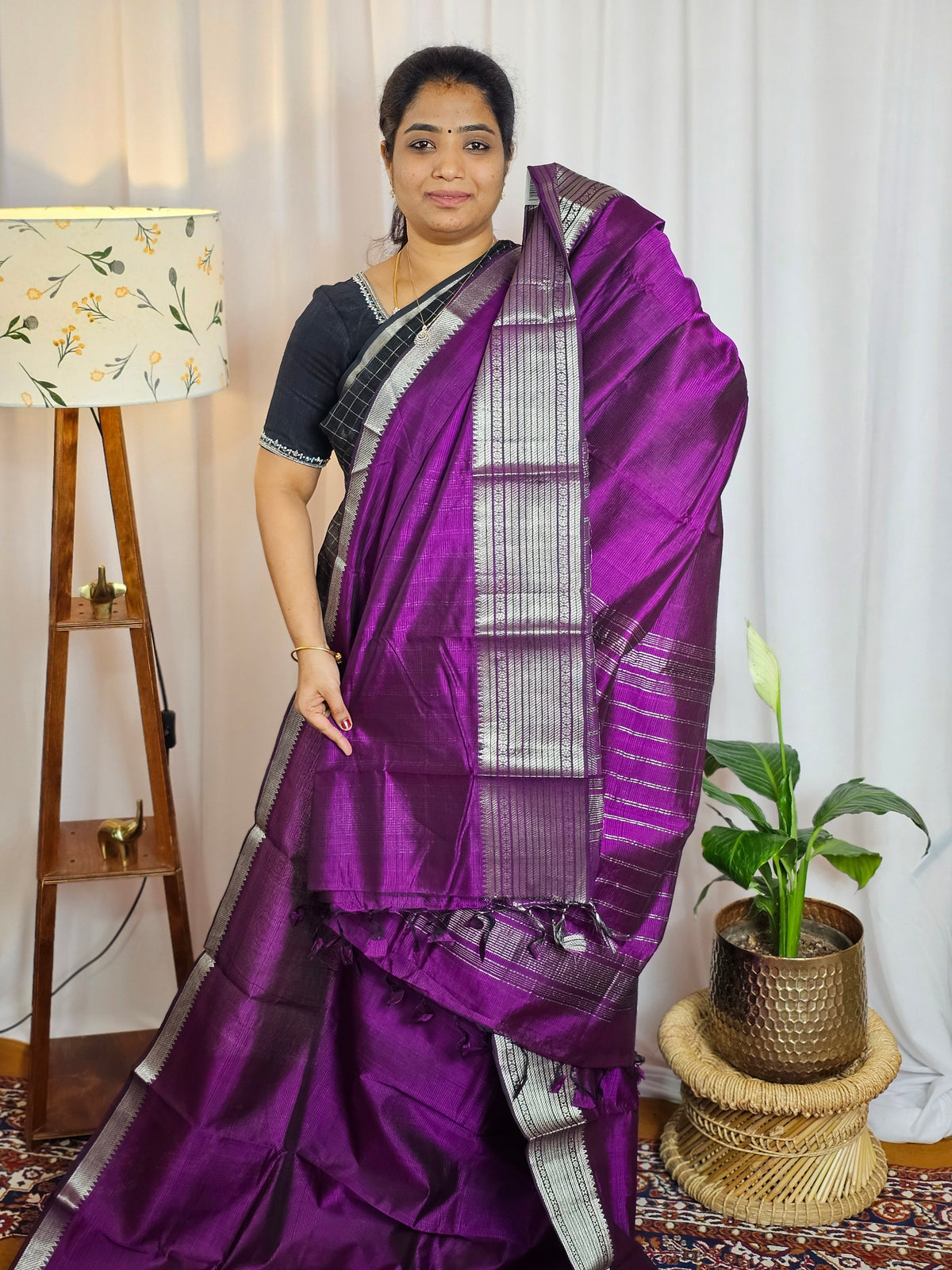 Handwoven Mangalagiri Pattu Saree - Purple