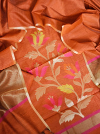 Silk Cotton Unstitched Salwar - Rust Orange