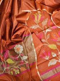 Silk Cotton Unstitched Salwar - Rust Orange