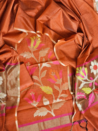 Silk Cotton Unstitched Salwar - Rust Orange