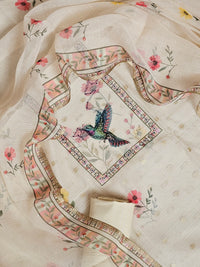 Semi Tussar Tissue Unstitched Salwar - Cream
