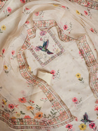 Semi Tussar Tissue Unstitched Salwar - Cream