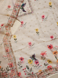 Semi Tussar Tissue Unstitched Salwar - Cream