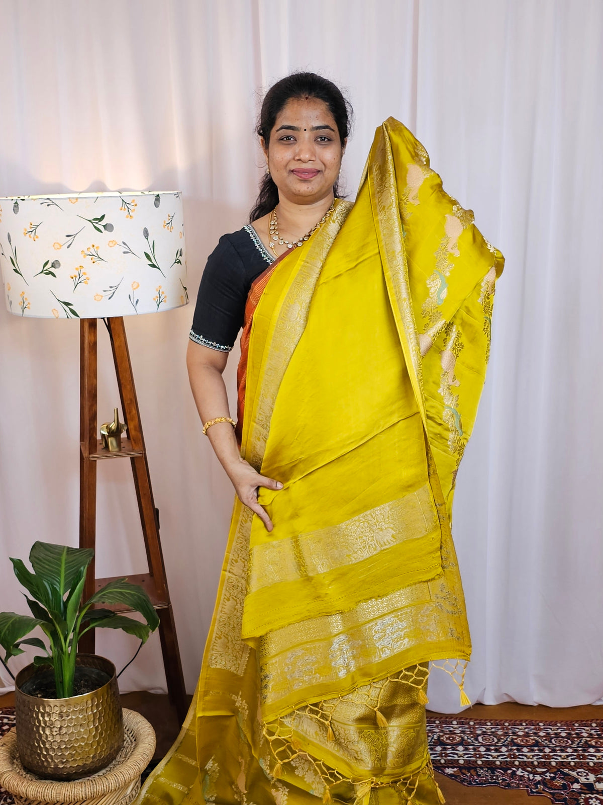 Semi Soft Silk with Rich Zari Weaving - Yellow