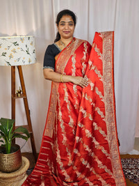 Semi Soft Silk with Rich Zari Weaving - Red