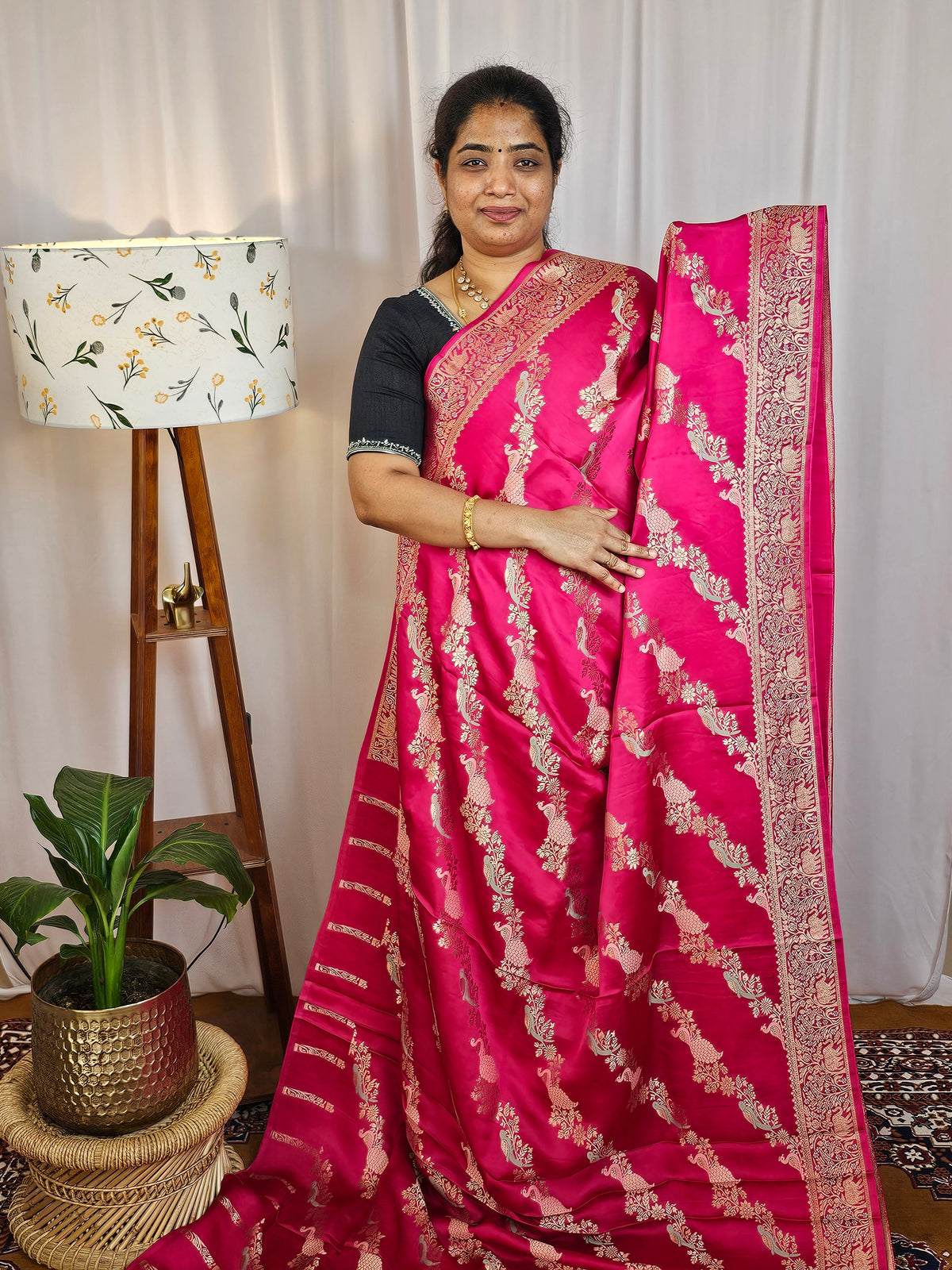 Semi Soft Silk with Rich Zari Weaving - Pink