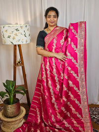 Semi Soft Silk with Rich Zari Weaving - Pink