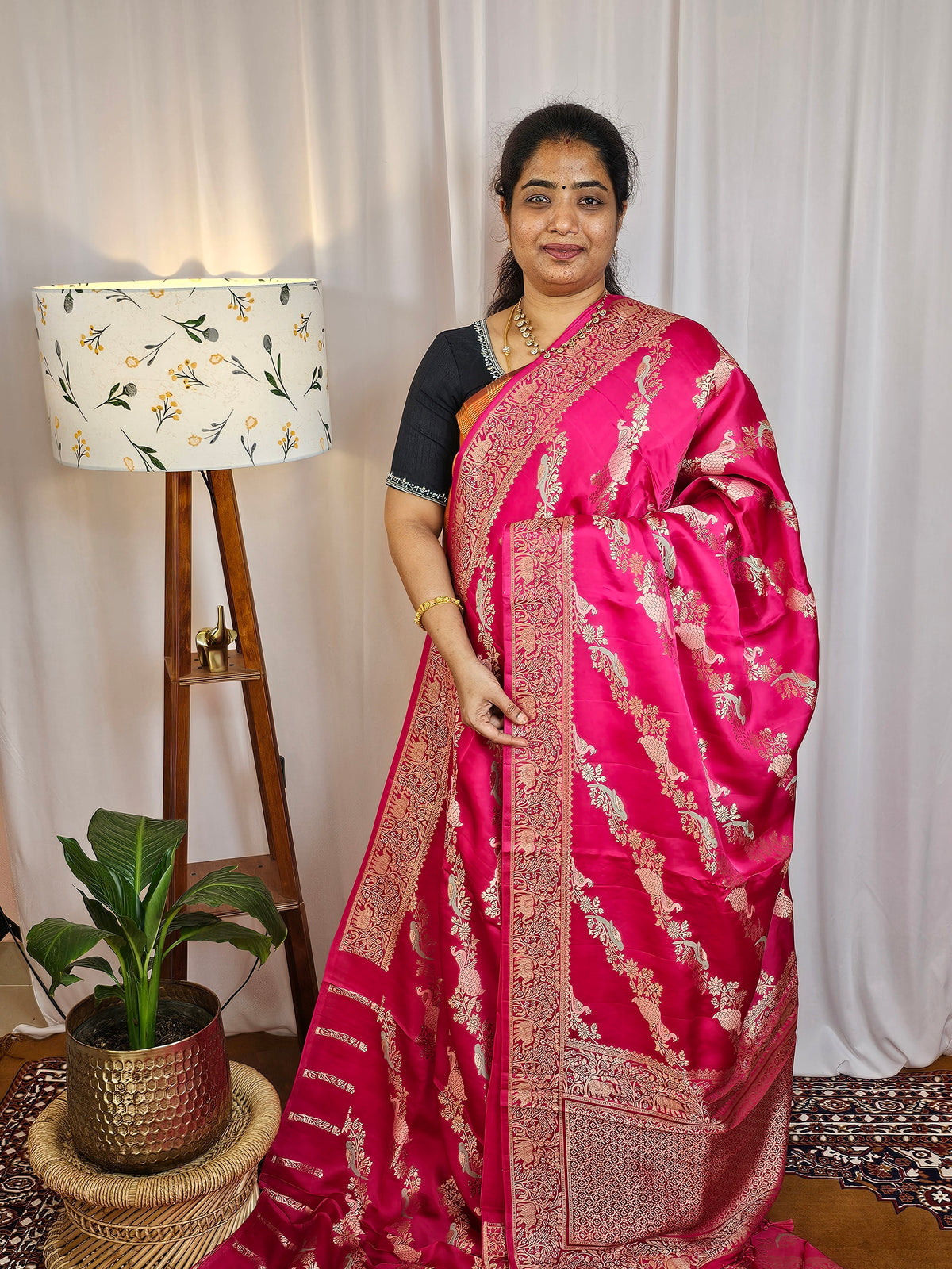 Semi Soft Silk with Rich Zari Weaving - Pink