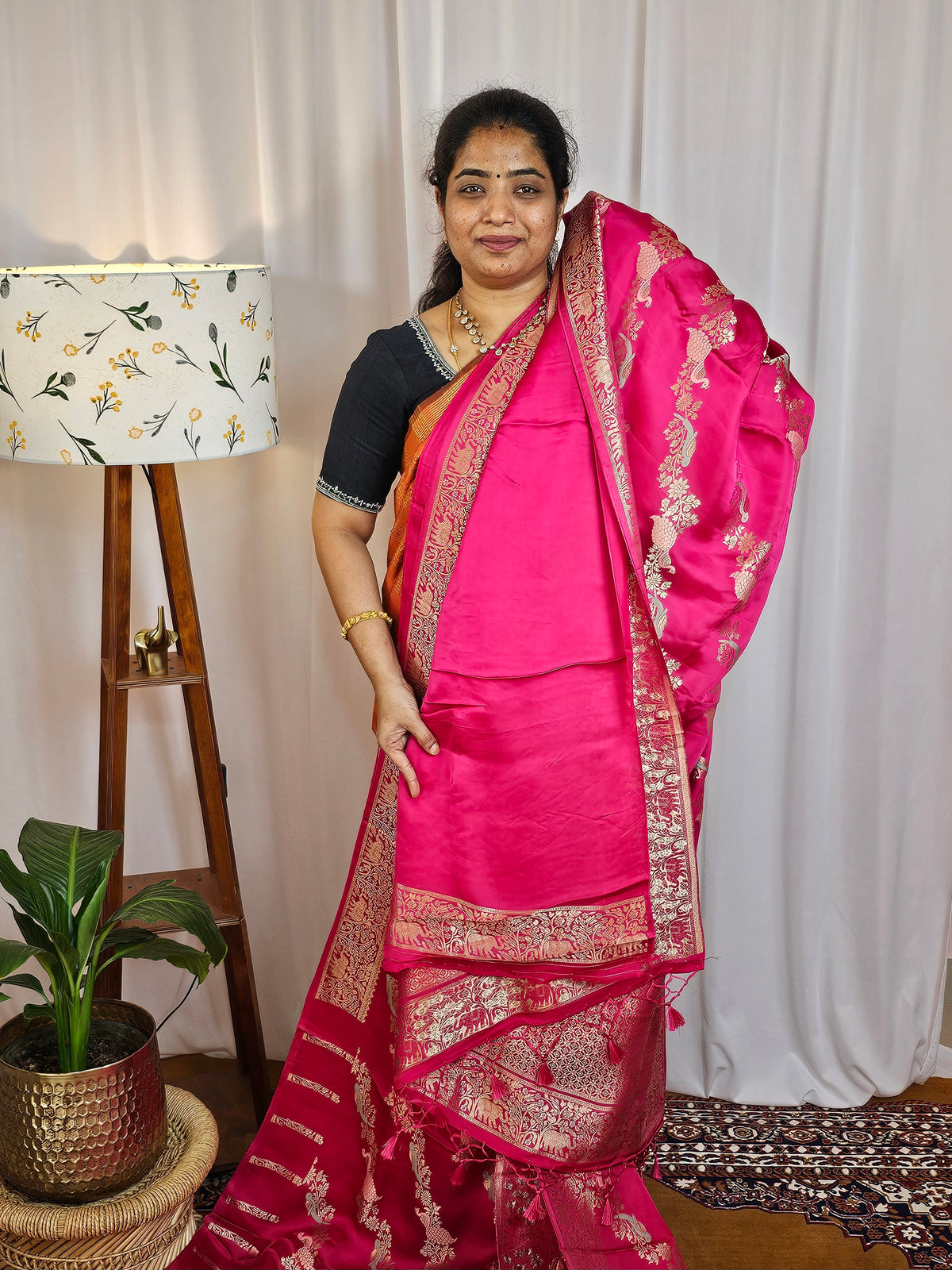 Semi Soft Silk with Rich Zari Weaving - Pink